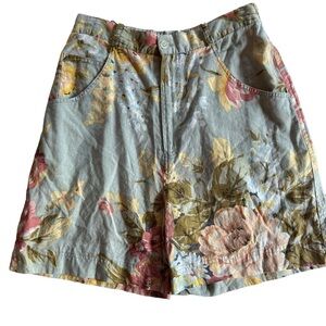 Vtg Drygoods Cambridge Country Store Floral Print Linen Blend Shorts sz 4